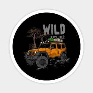 Wild Explorer Jeep - Adventure Orange Jeep Wild Explore for Outdoor enthusiasts Magnet